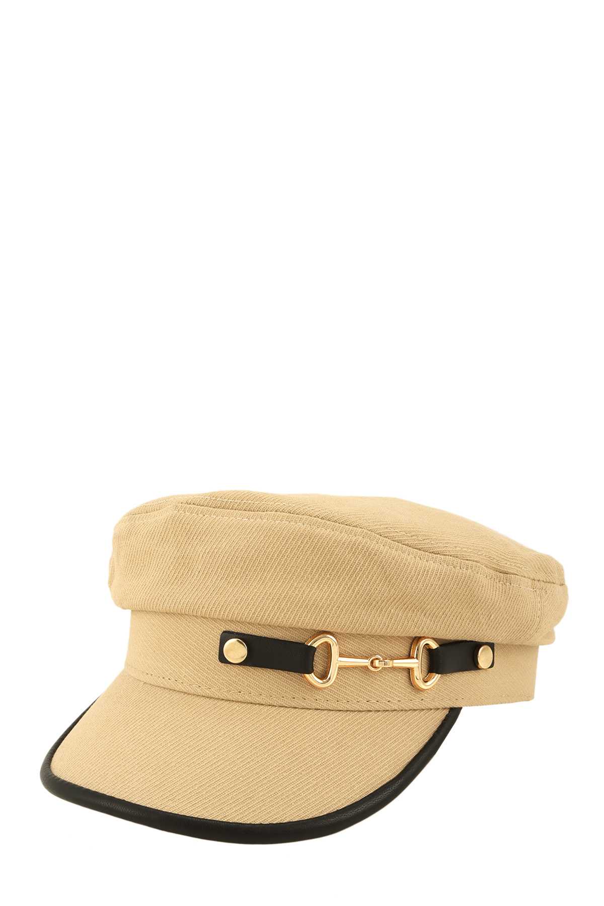 Basic Solid Beret Hat with Metal Buckle Accent