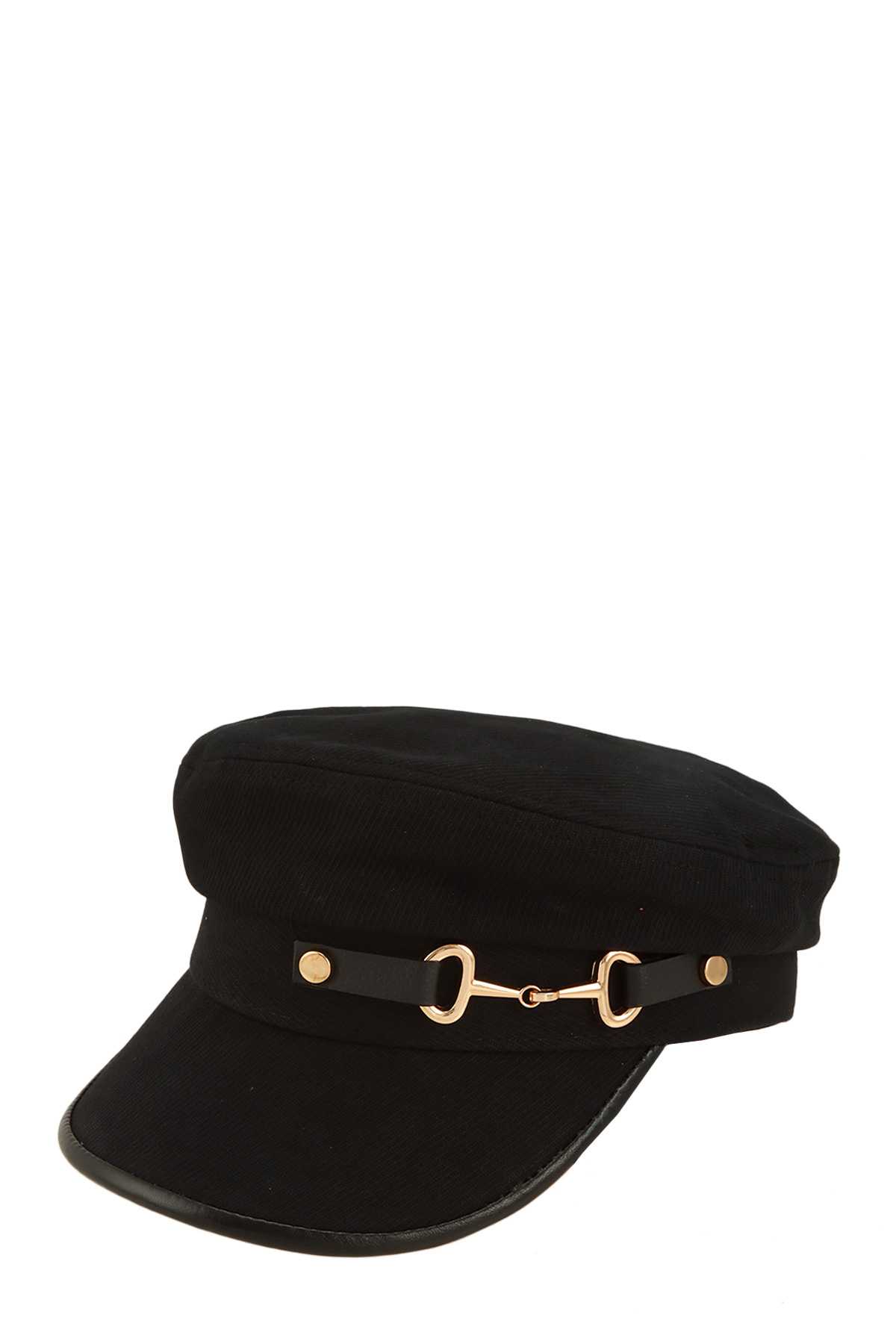 Basic Solid Beret Hat with Metal Buckle Accent