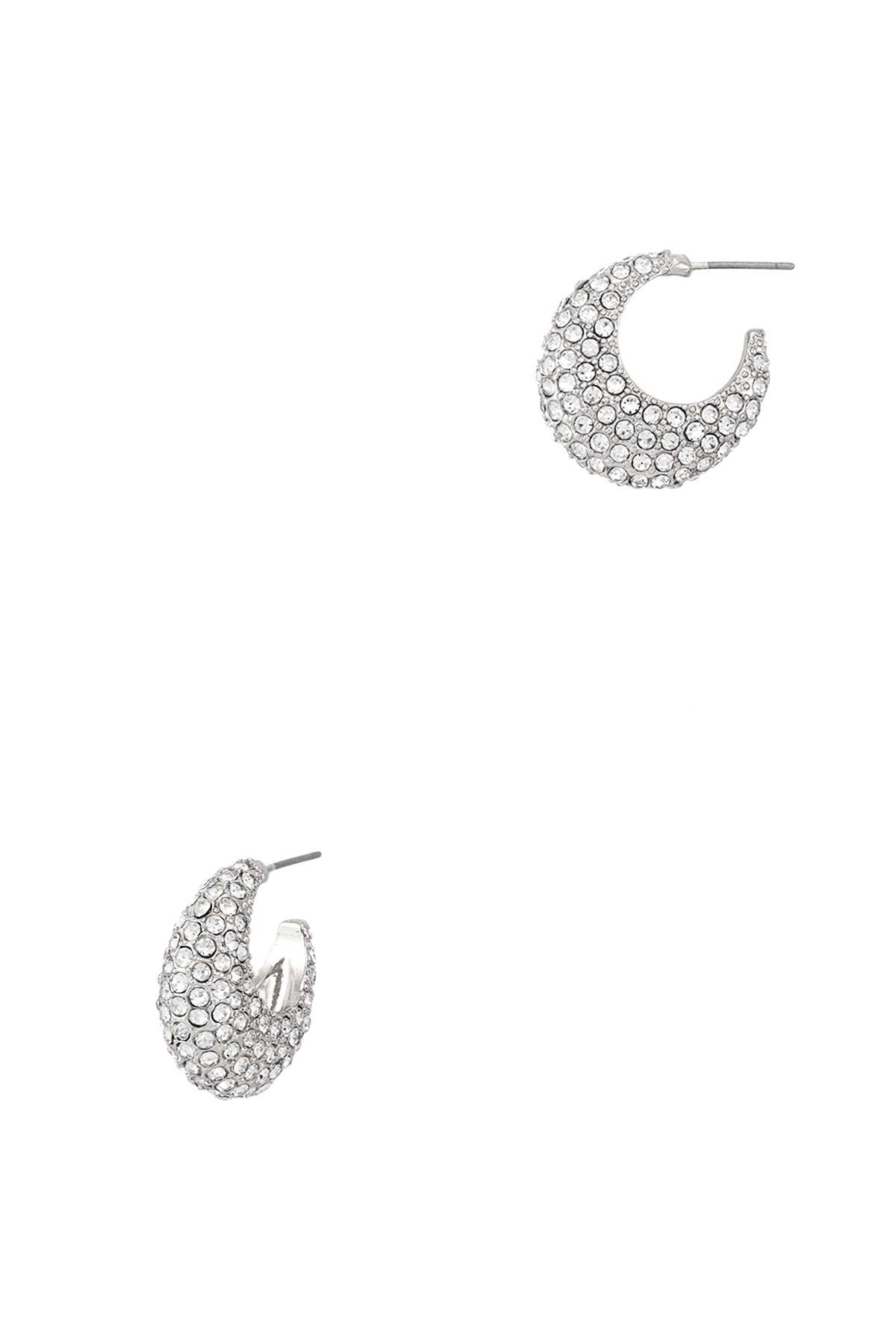 Rhinestone Half Moon Hoop Earring