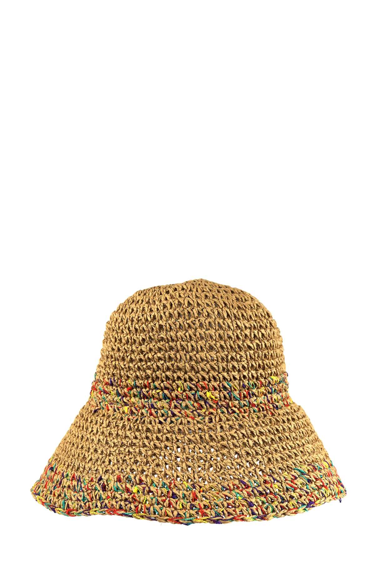 MULTI COLOR MIXED STRAW BUCKET HAT
