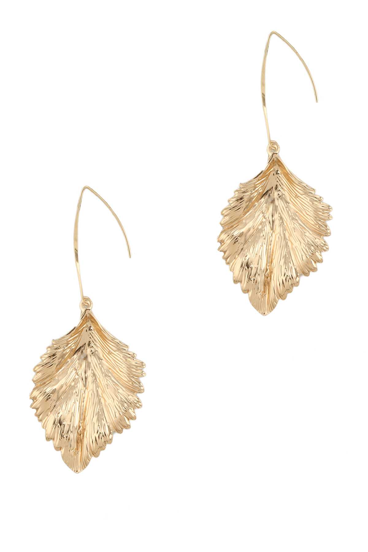 Metal Leaf Shape Fish Hook Earring