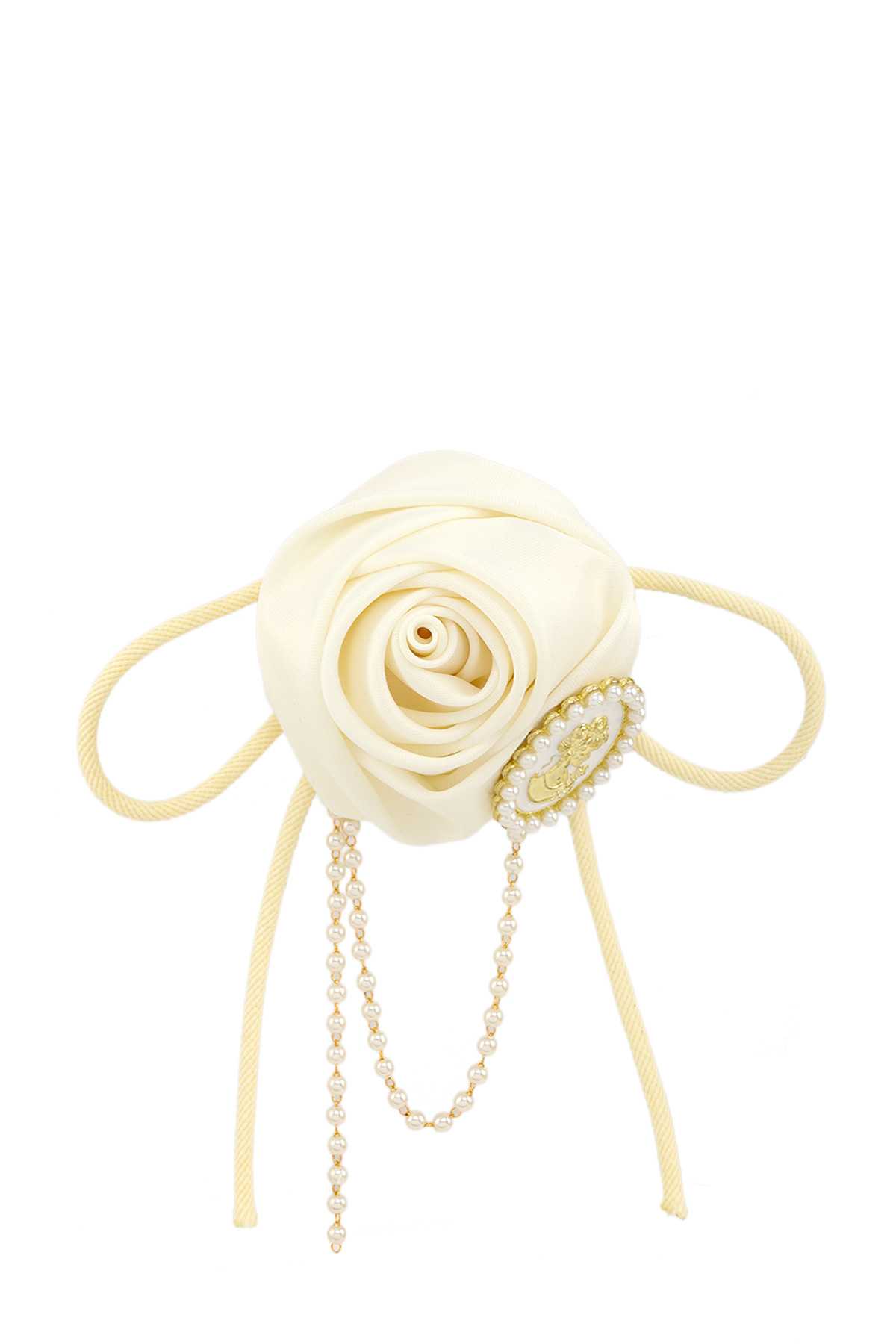 Hand Made Flower and Pearl Dangle Brooch