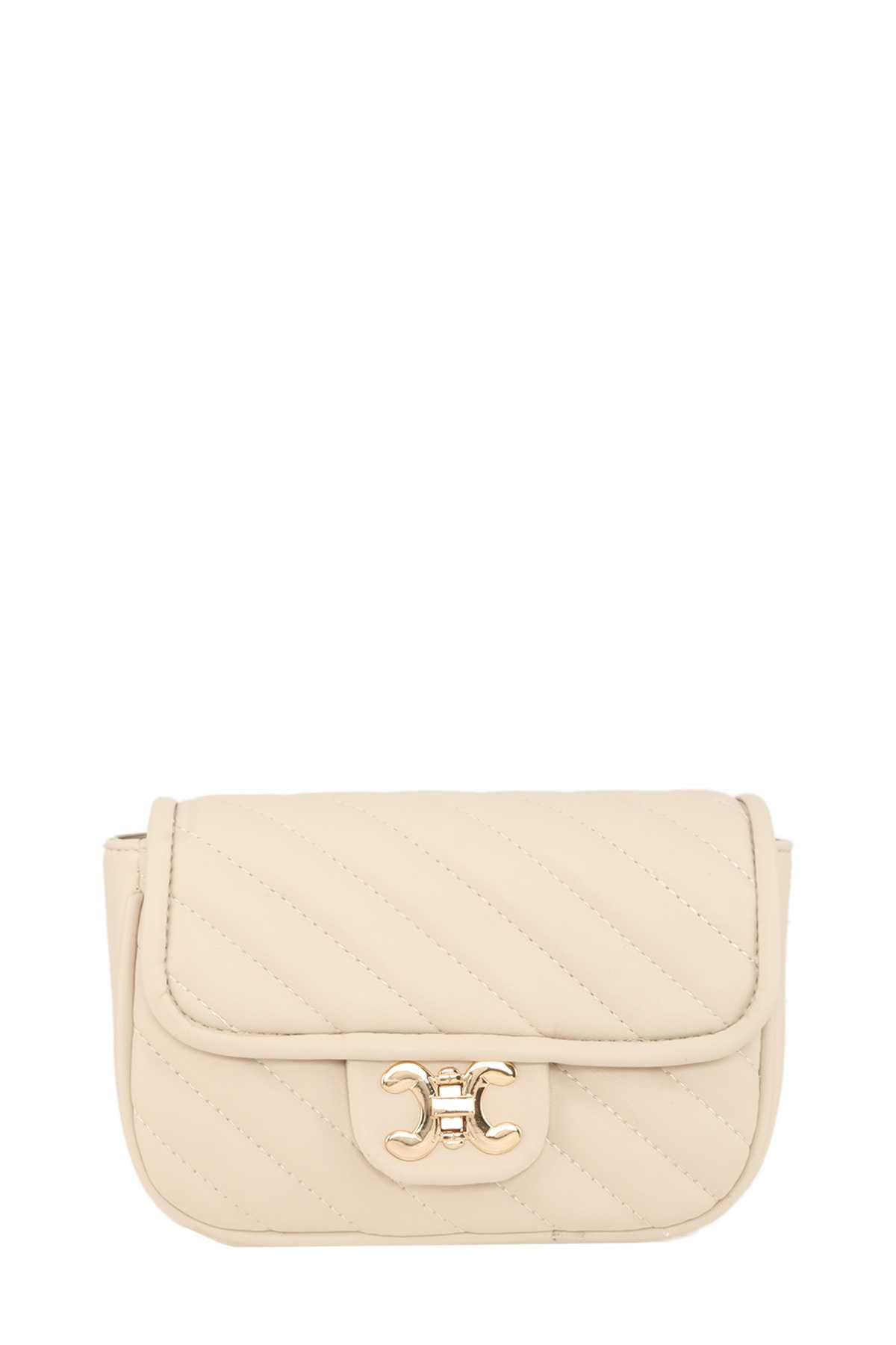Chevron Quilted Square X Buckle Bag