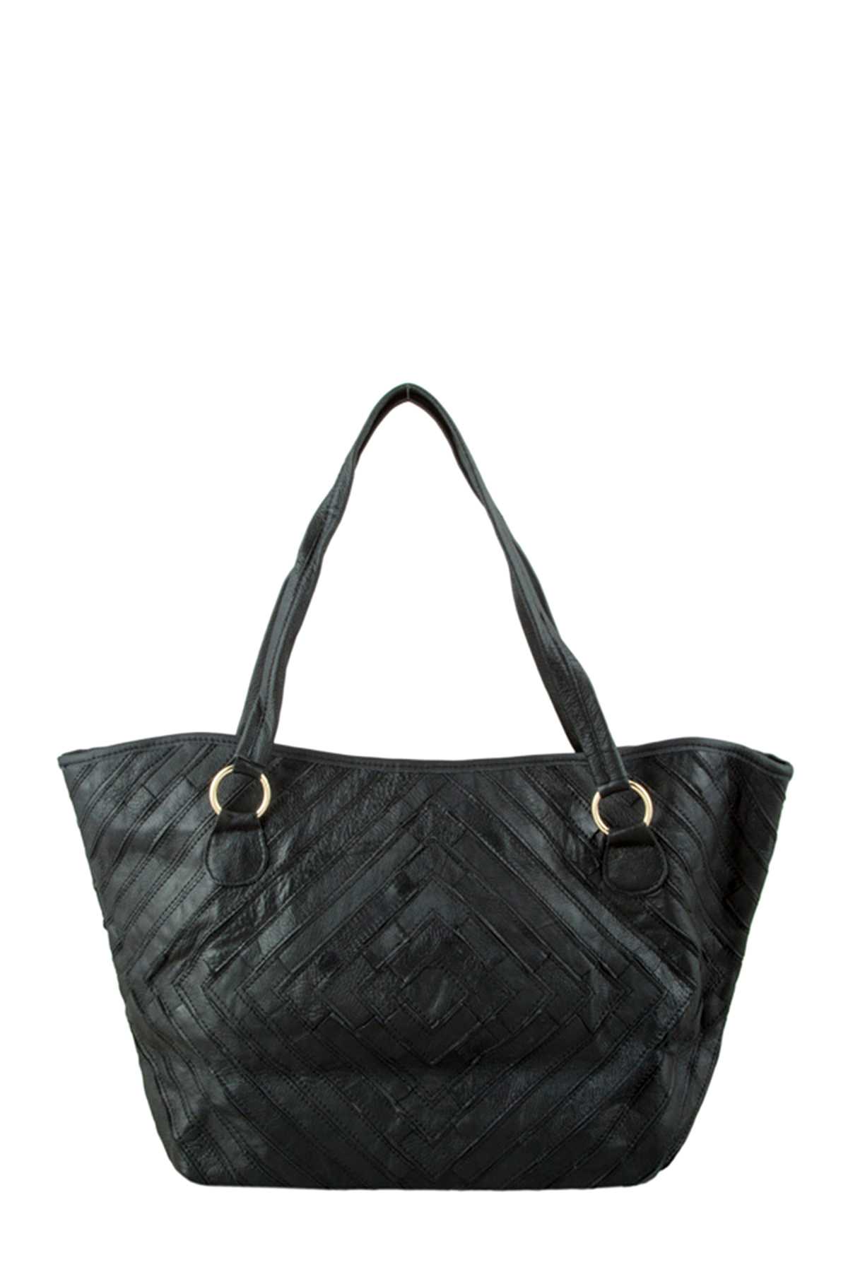 Genuine Leather Patchwork Tote Bag