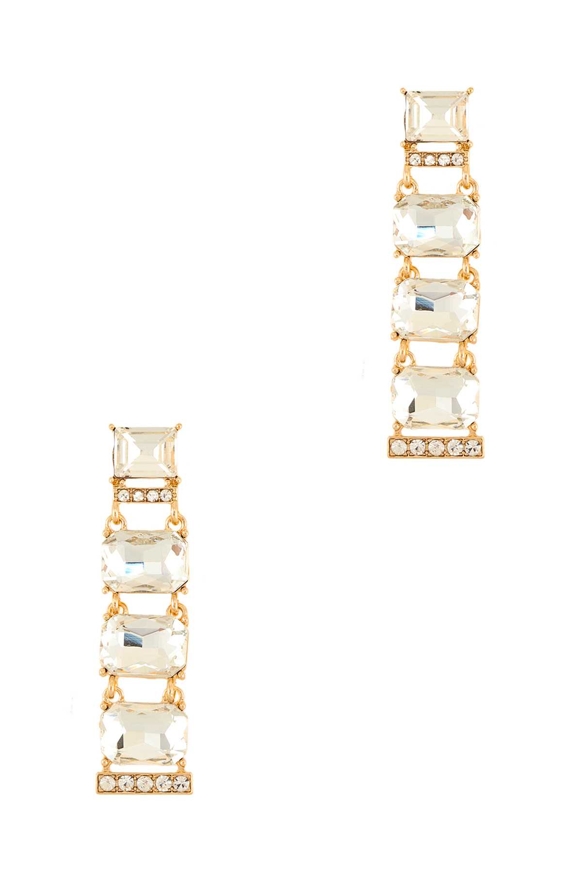 Big Square Crystal Linked Drop Earring