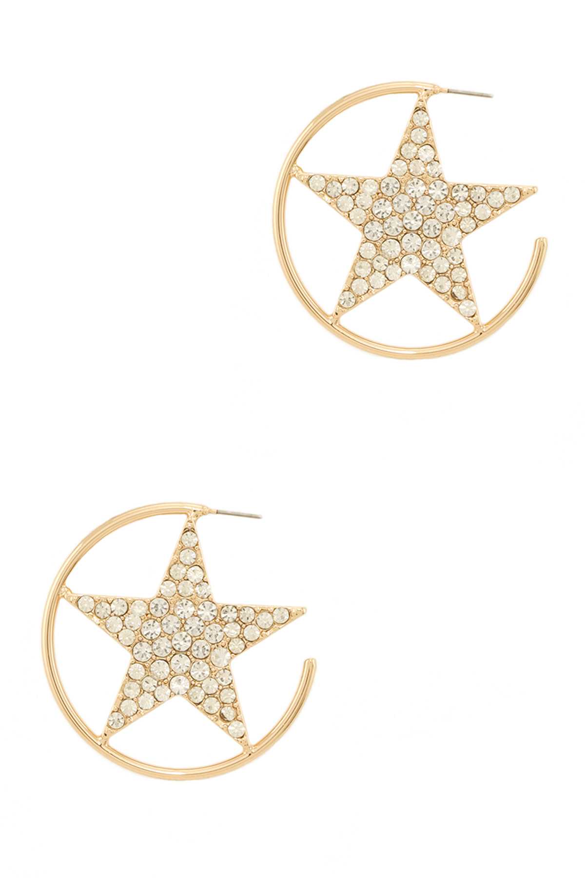 Rhinestone Star Accent Hoop Earring