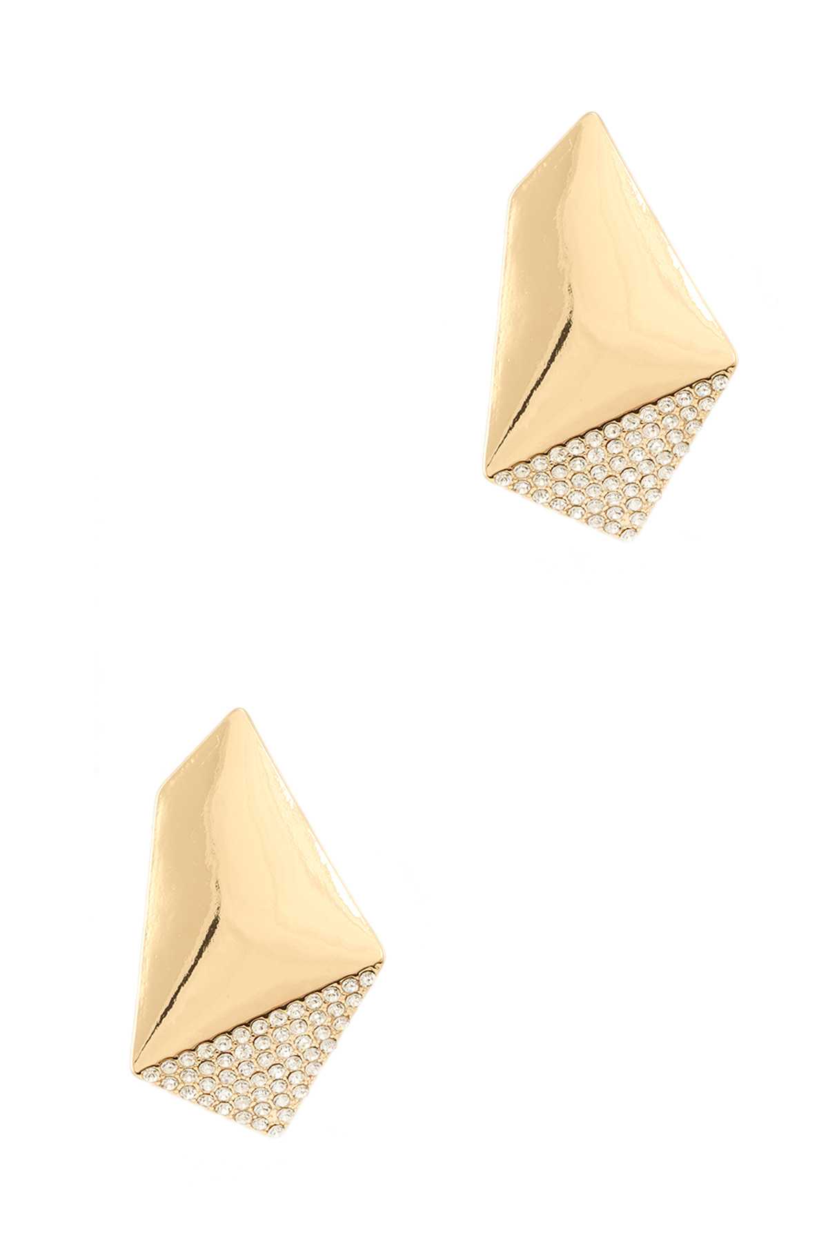 Geometric Metal with Rhinestone Accent Stud Earring