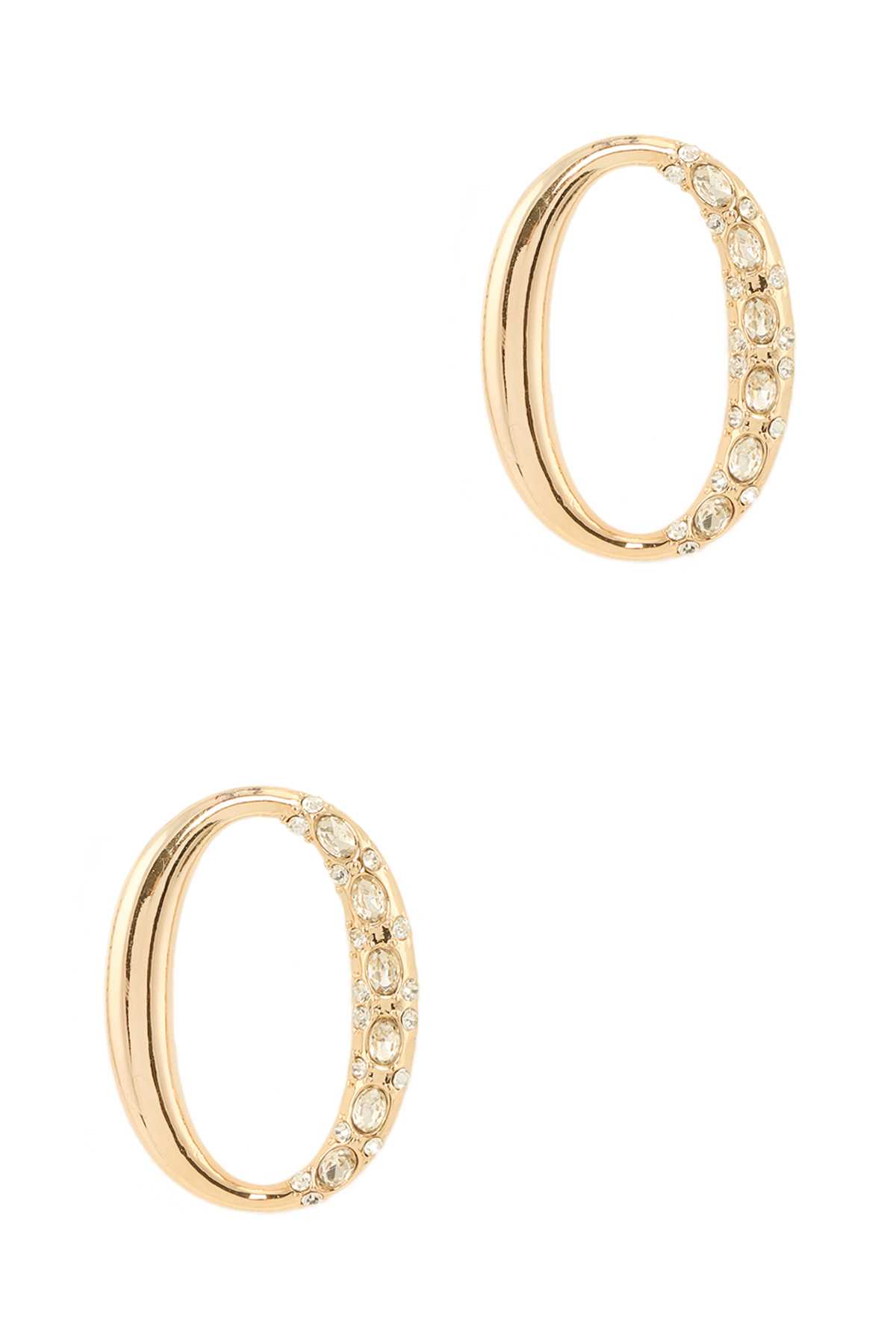 Metal Circle with Rhinestone Accent Earring