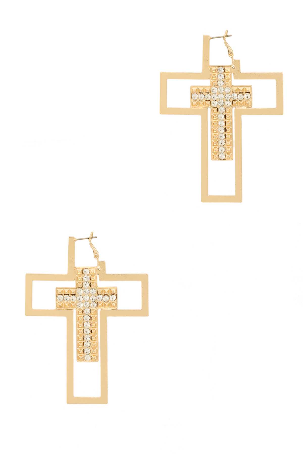 Rhinestone Cross Accent Earring