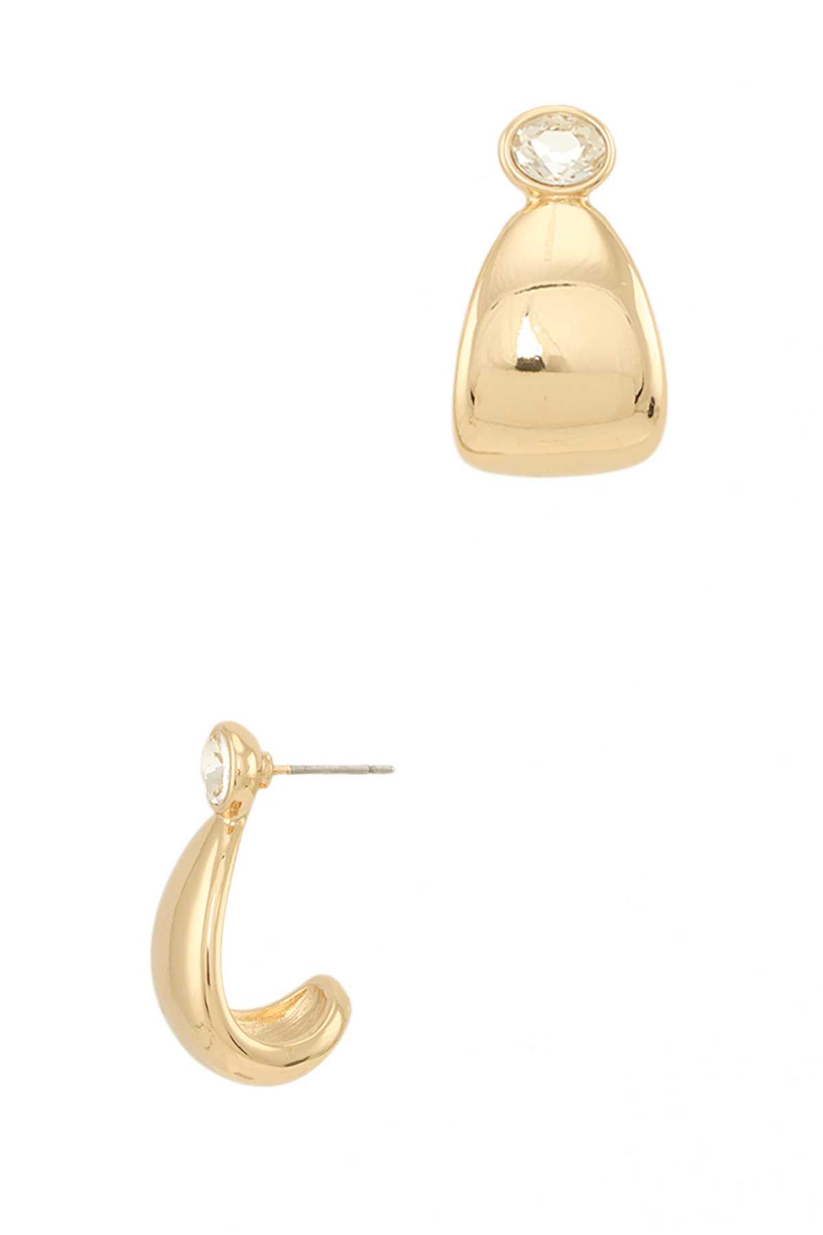 Metal Curved Droplet Stud Earring