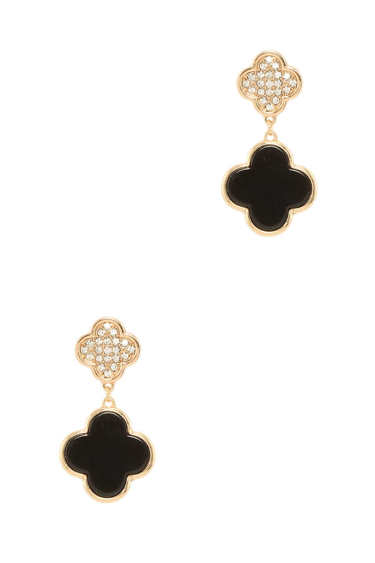 Double Clover with Rhinestone Accent Earring