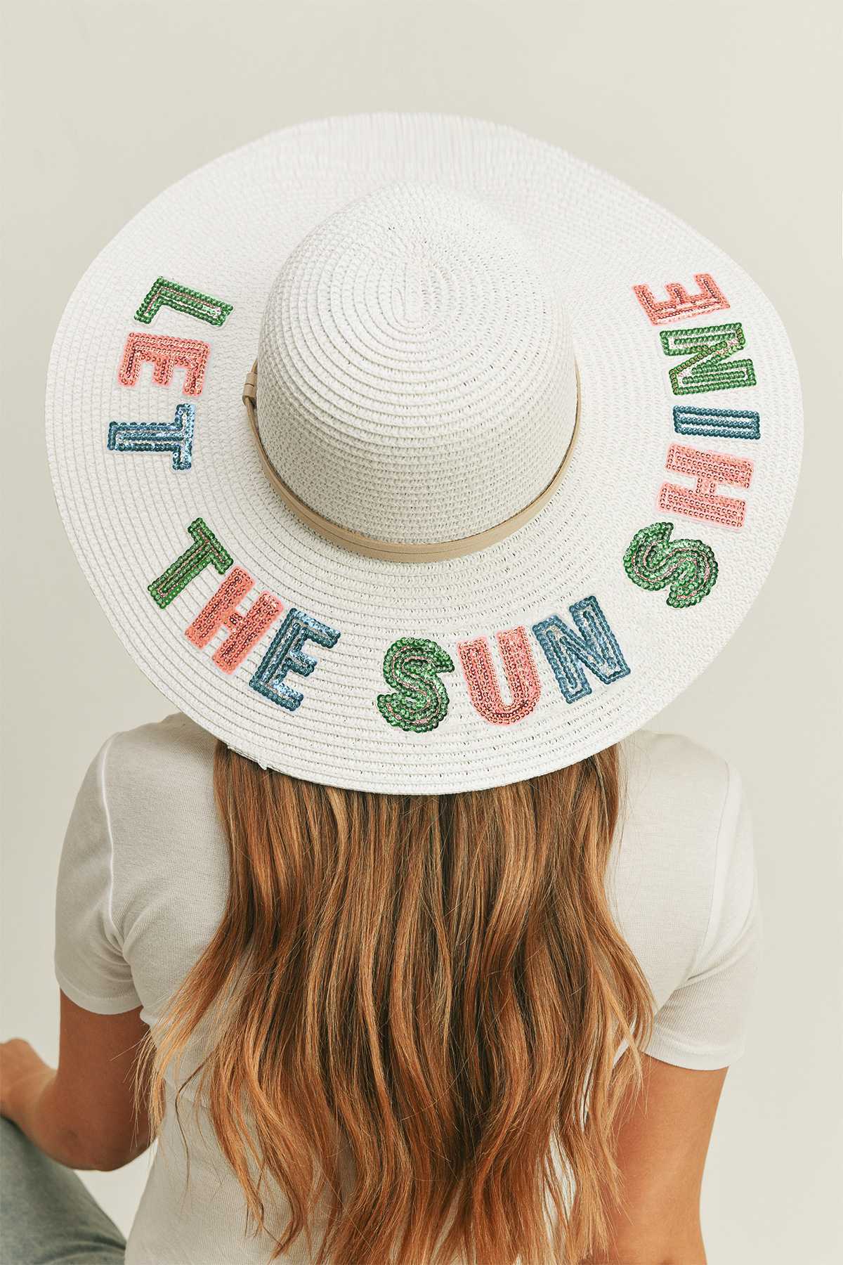 Sequin Letter LET THE SUN SHINE Floppy Hat