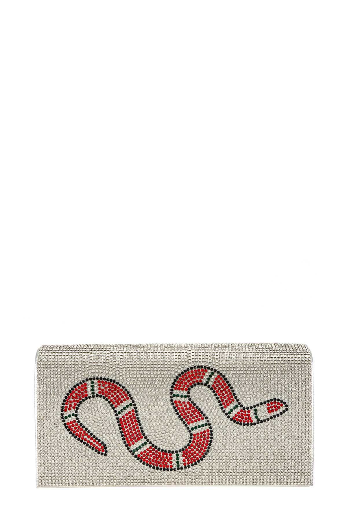 Red Snake Rhinestone Clutch Bag