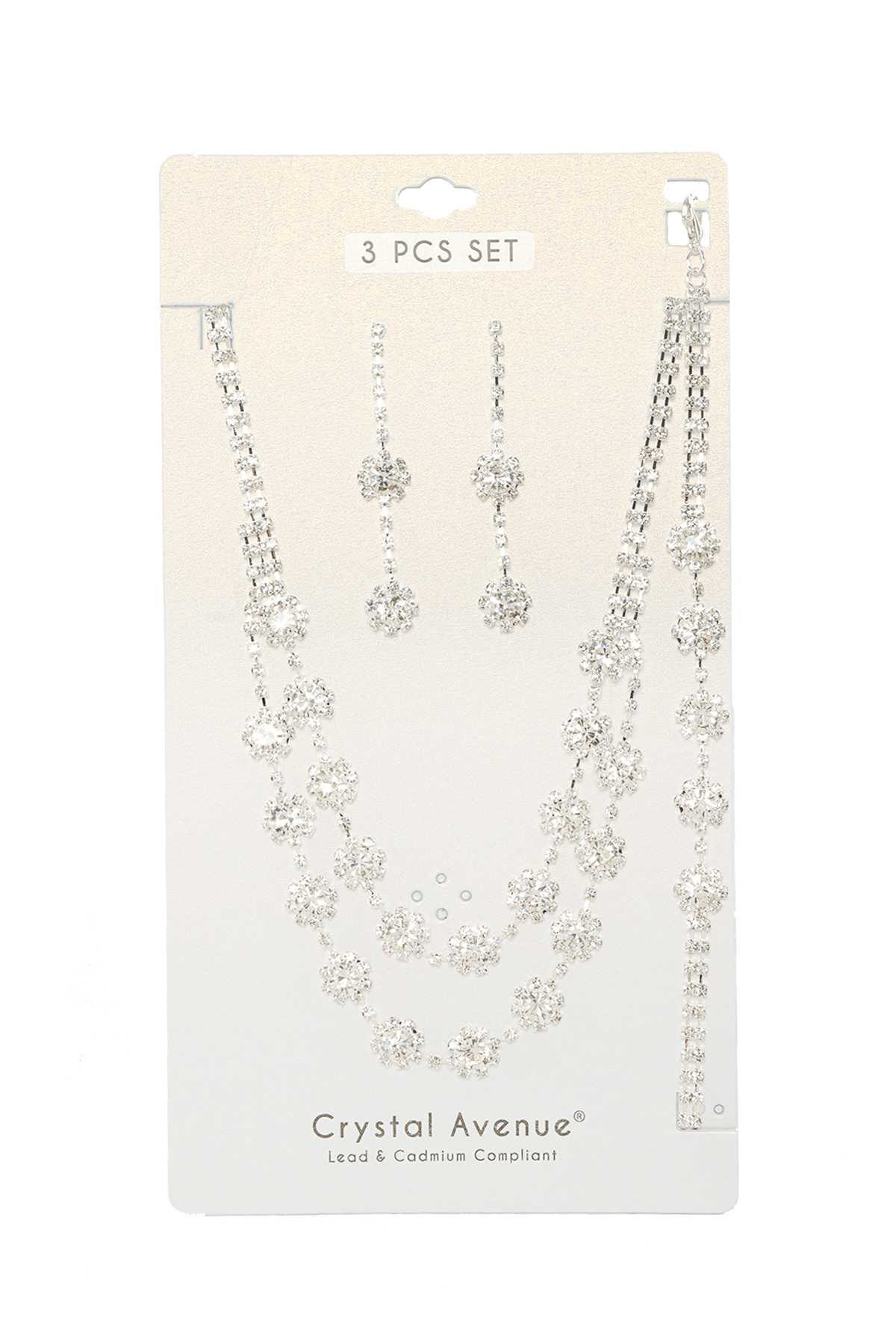 Rhinestone Accent Floral Shape Necklace Set