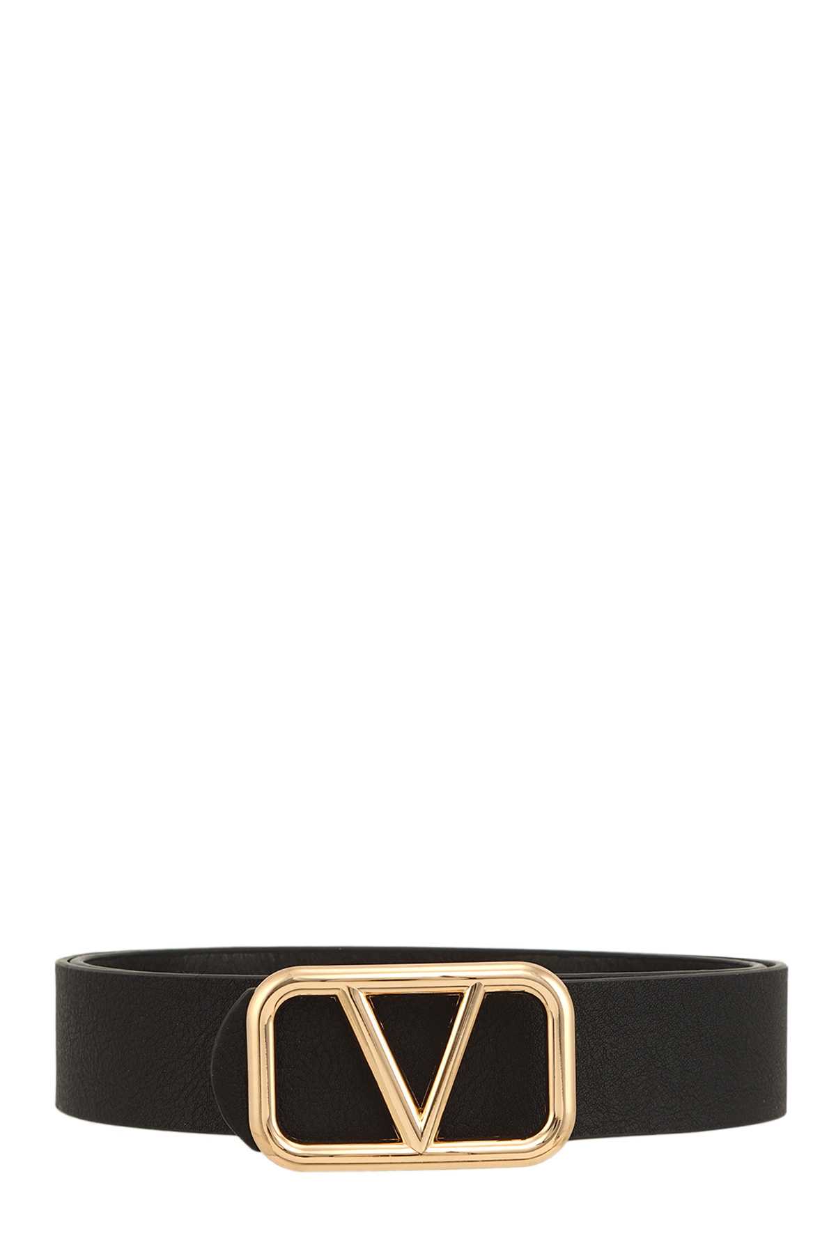 V Buckle Pu Leather Belt