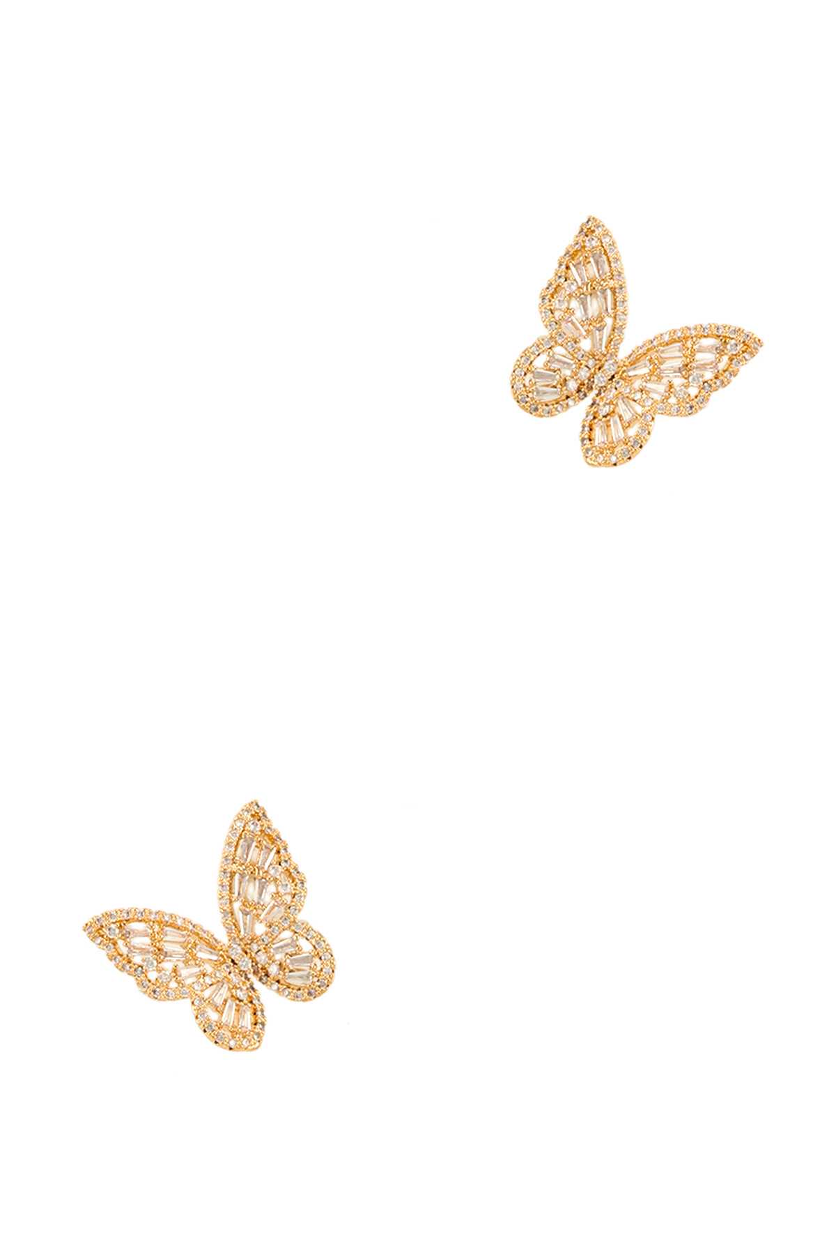 Rhinestone Baguette Butterfly Stud Earring