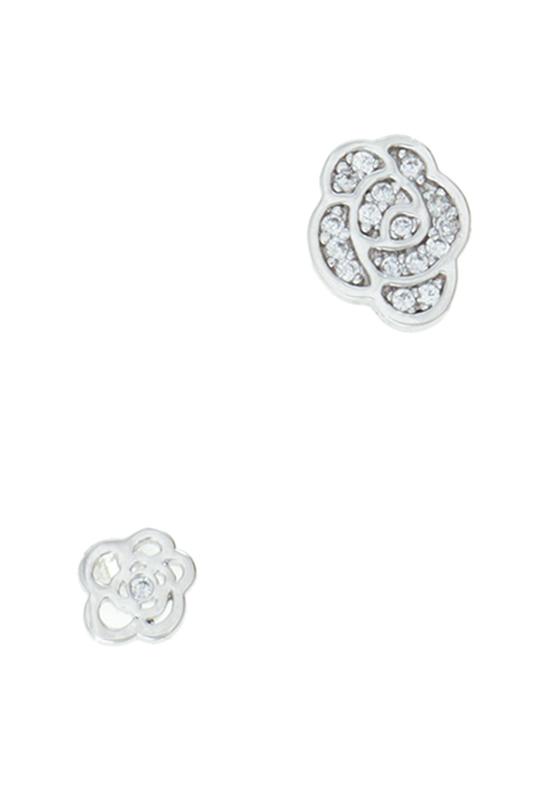 Pave rose stud earrings