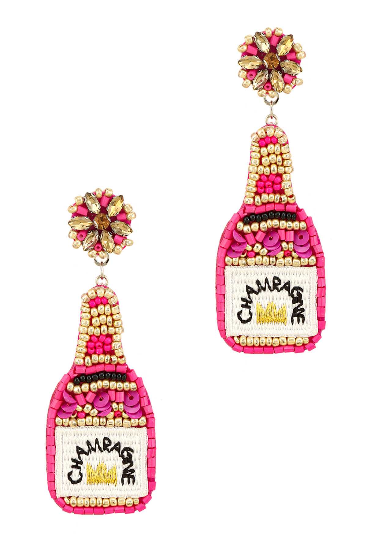 Champagne Bottle Rice Beads Sequin Earring