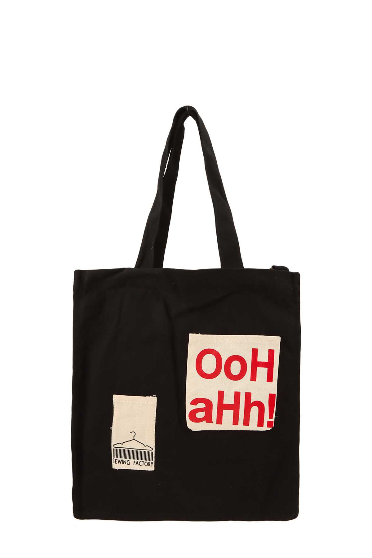 Printed Two Pockets Accent Tote Bag