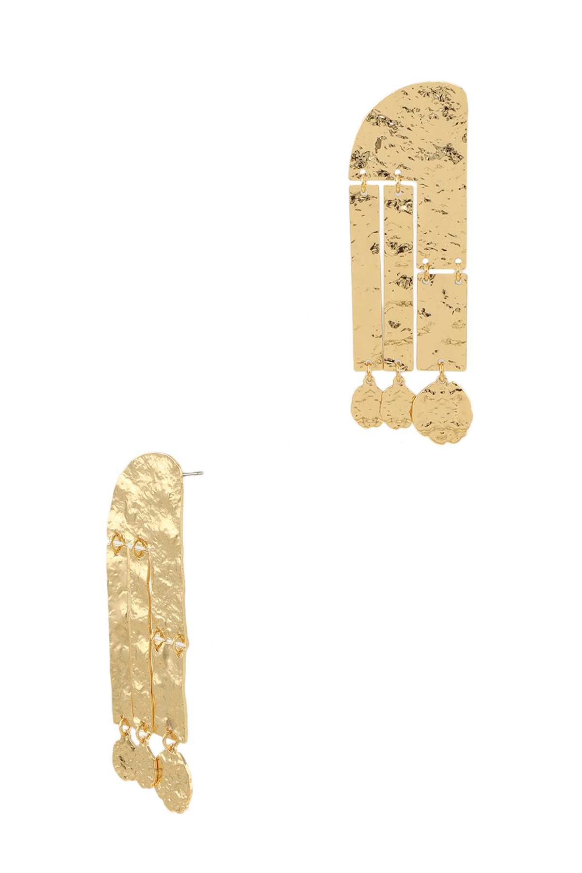 Gold Metallic Brass Stud Hook Earring