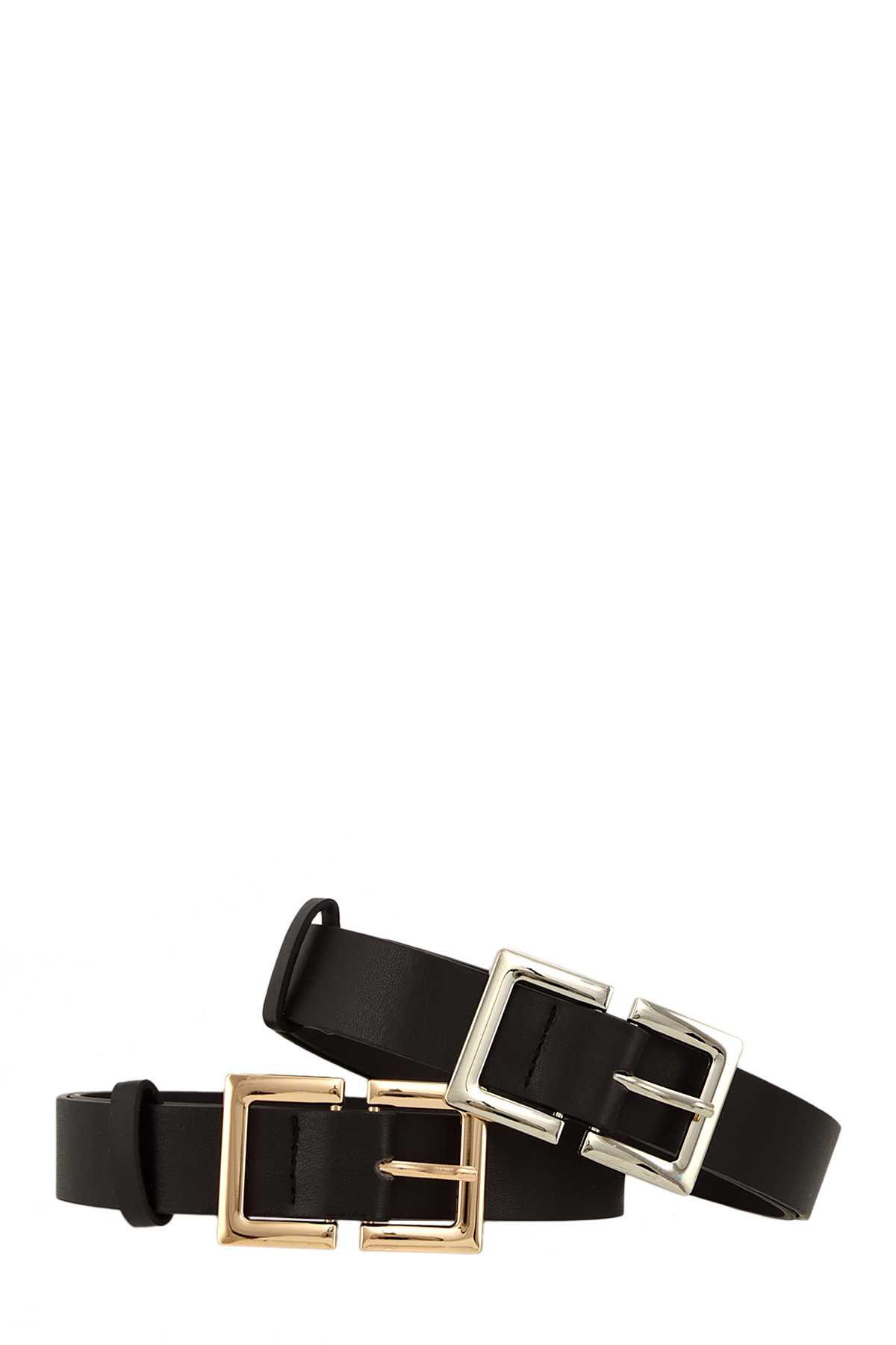 Two Piece Set Square Buckle Belt