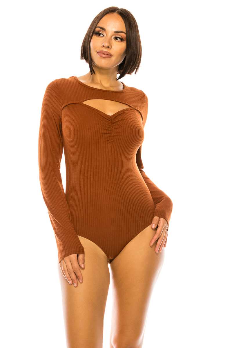 Stretch Fabric Open Front Body Suit