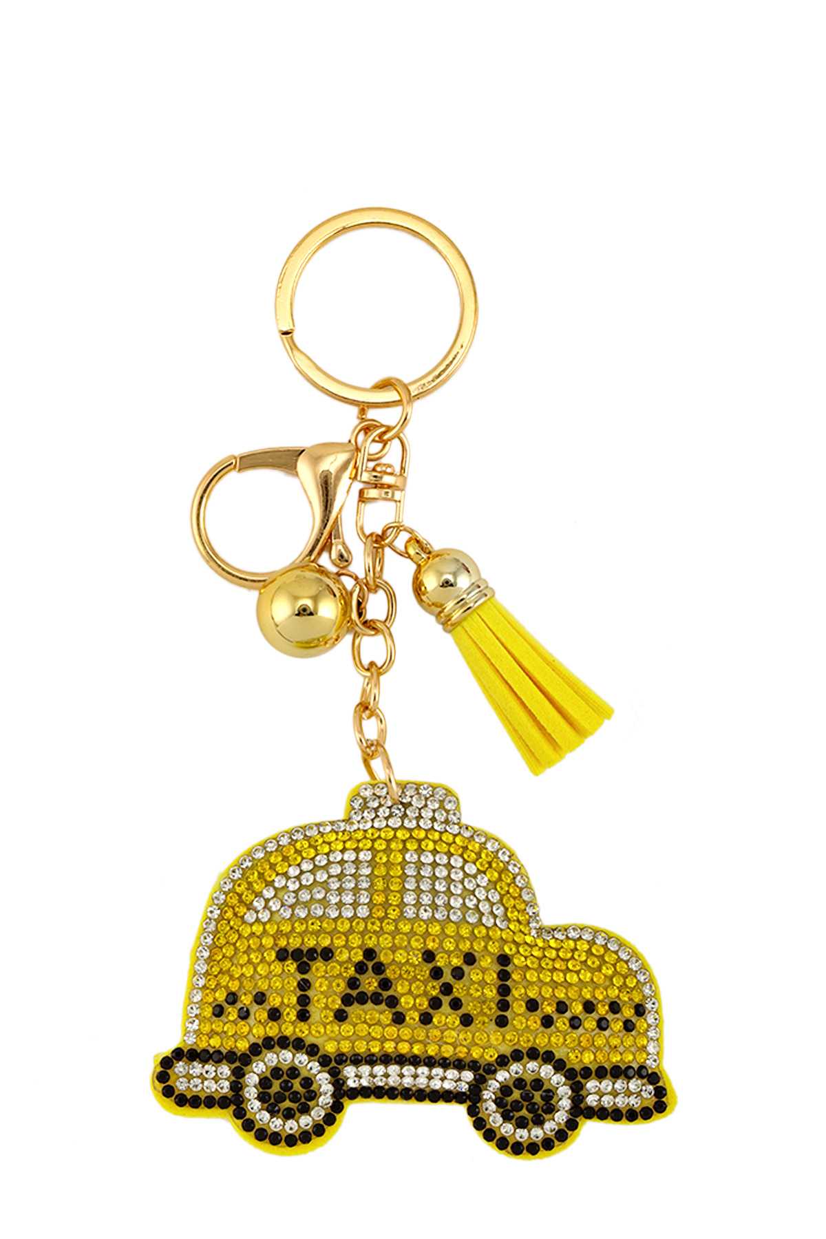 Rhinestone Taxi Key Chain