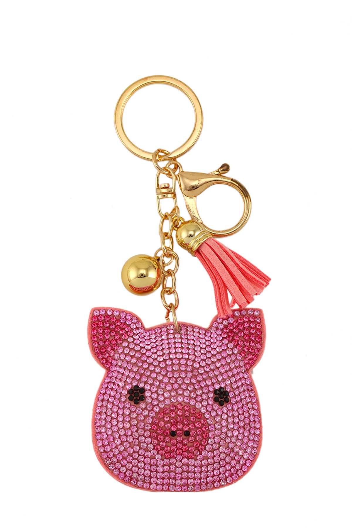 Rhinestone Pig Key Chain