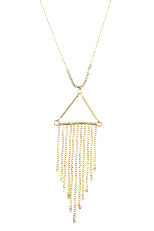 Triangle with chain fringe pendant necklace