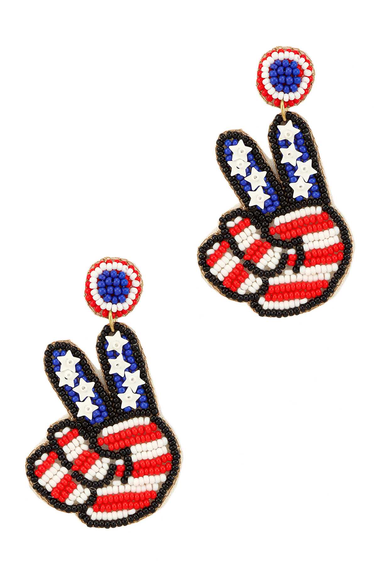 America Flag Finger V Earring