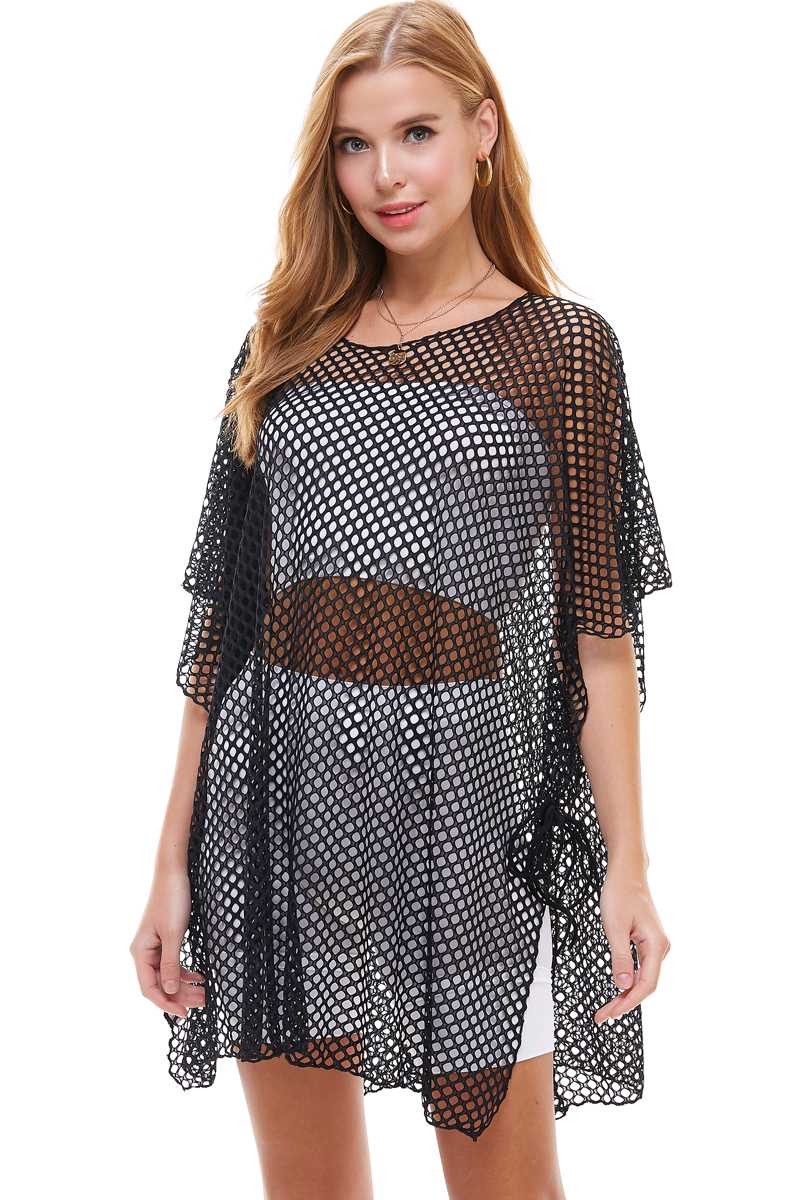 Stretchable Fishnet Tunic Cover Up