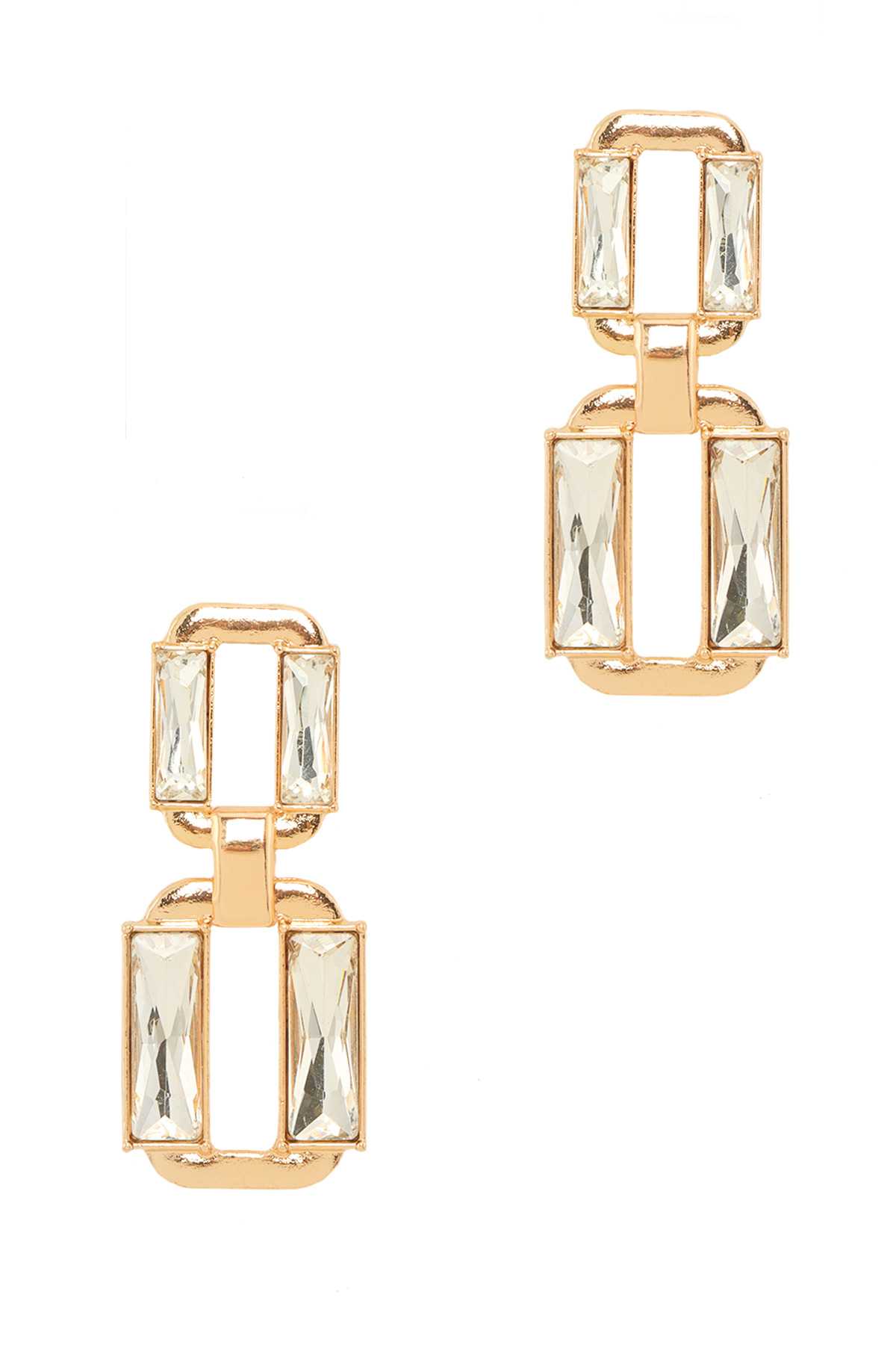 Crystal Square Linked Stud Earring