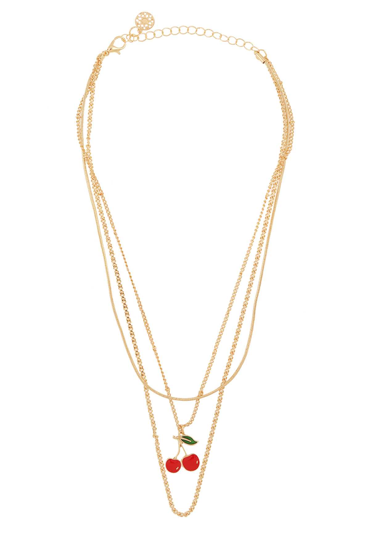 Layered Necklace with Cherry Charm