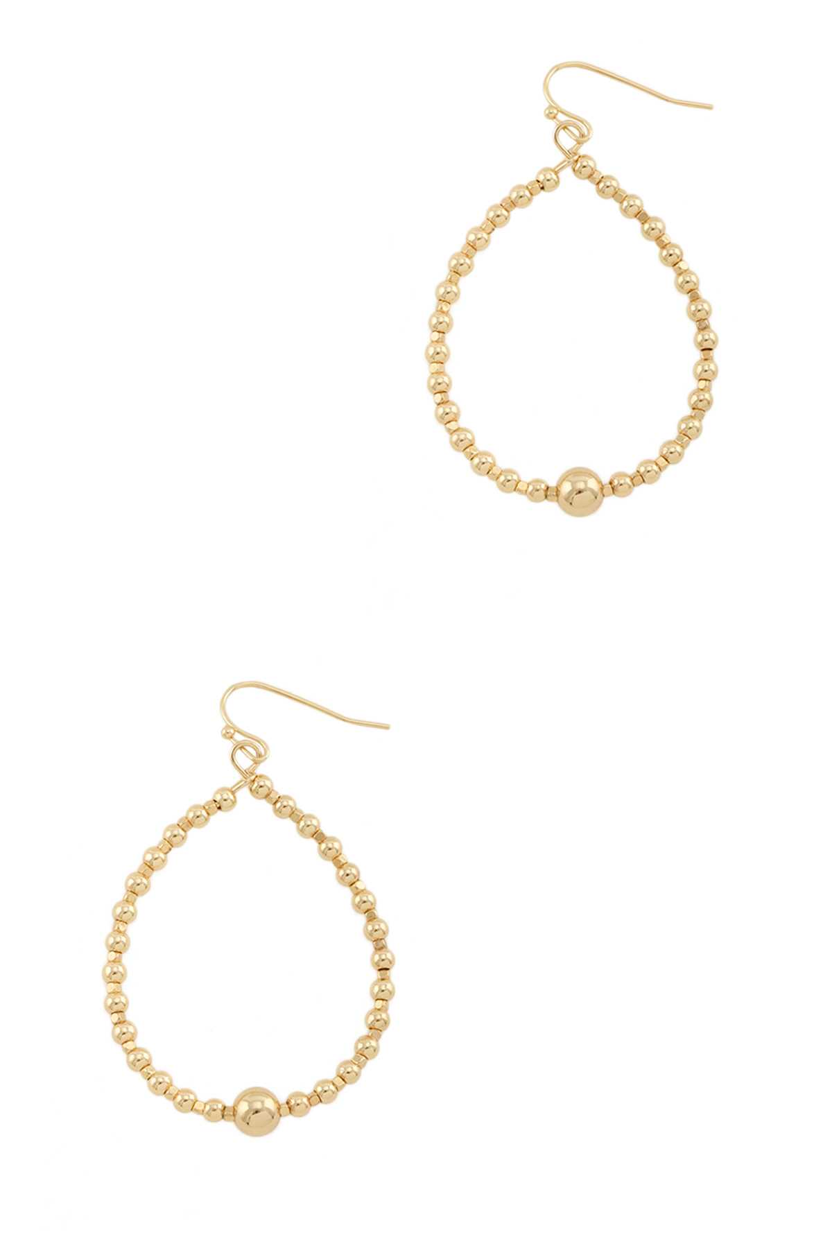 Gold Dipped Metal Ball Teardrop Fishhook Earring