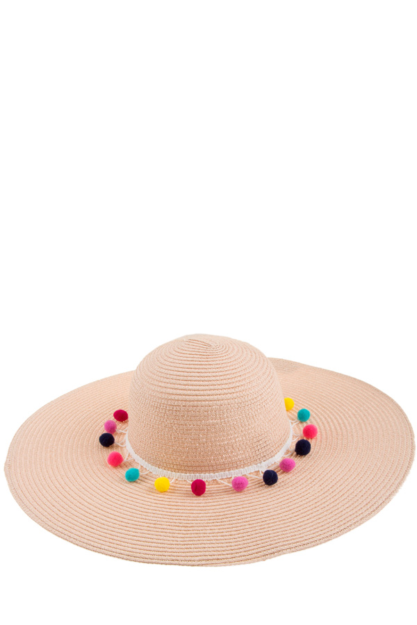 Multi color sponge ball strap paper straw dress hat
