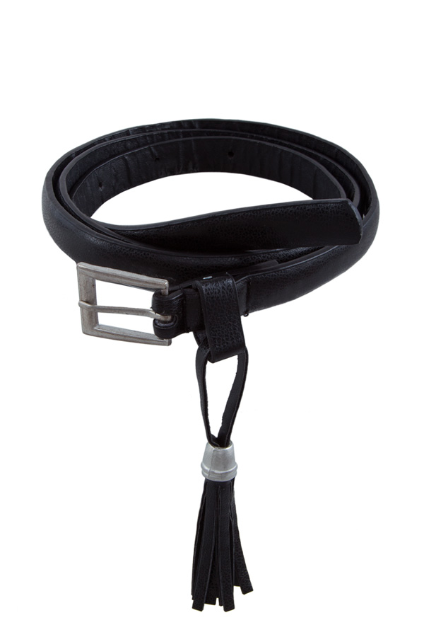 Faux leather tassel belt
