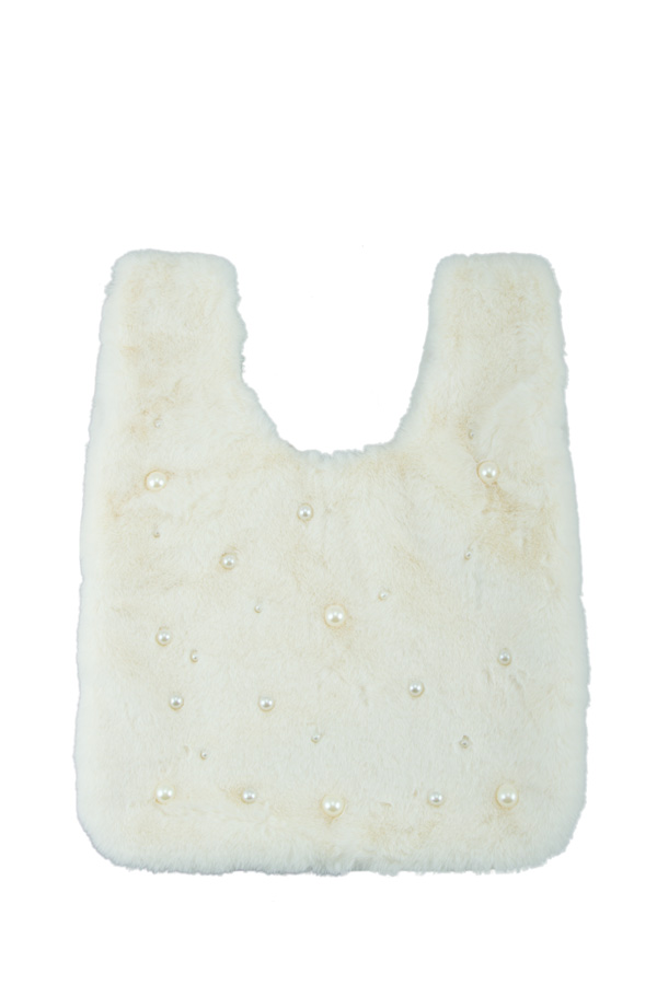 Pearl Studded Furry Shopping Bag
