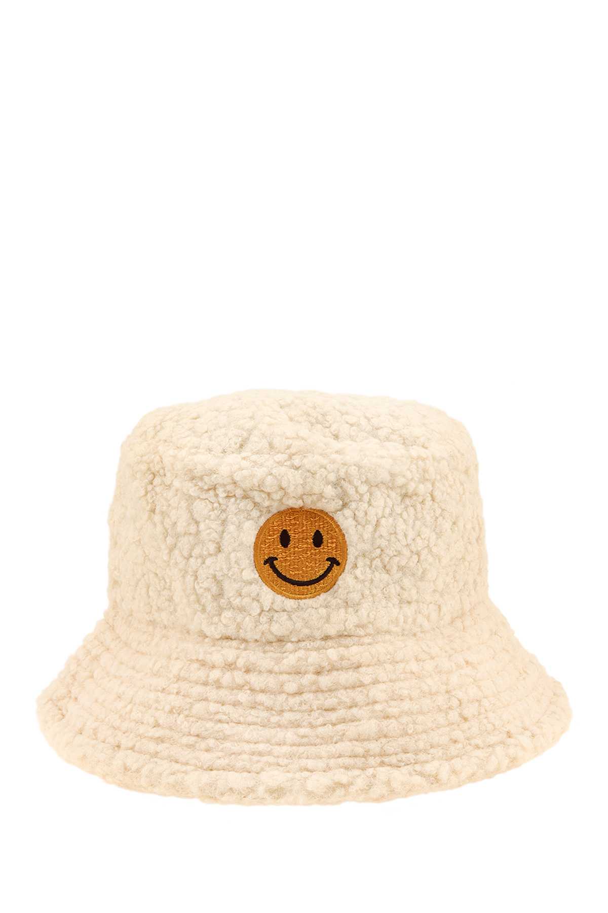 Fleece Bucket Hat with Smile Accent