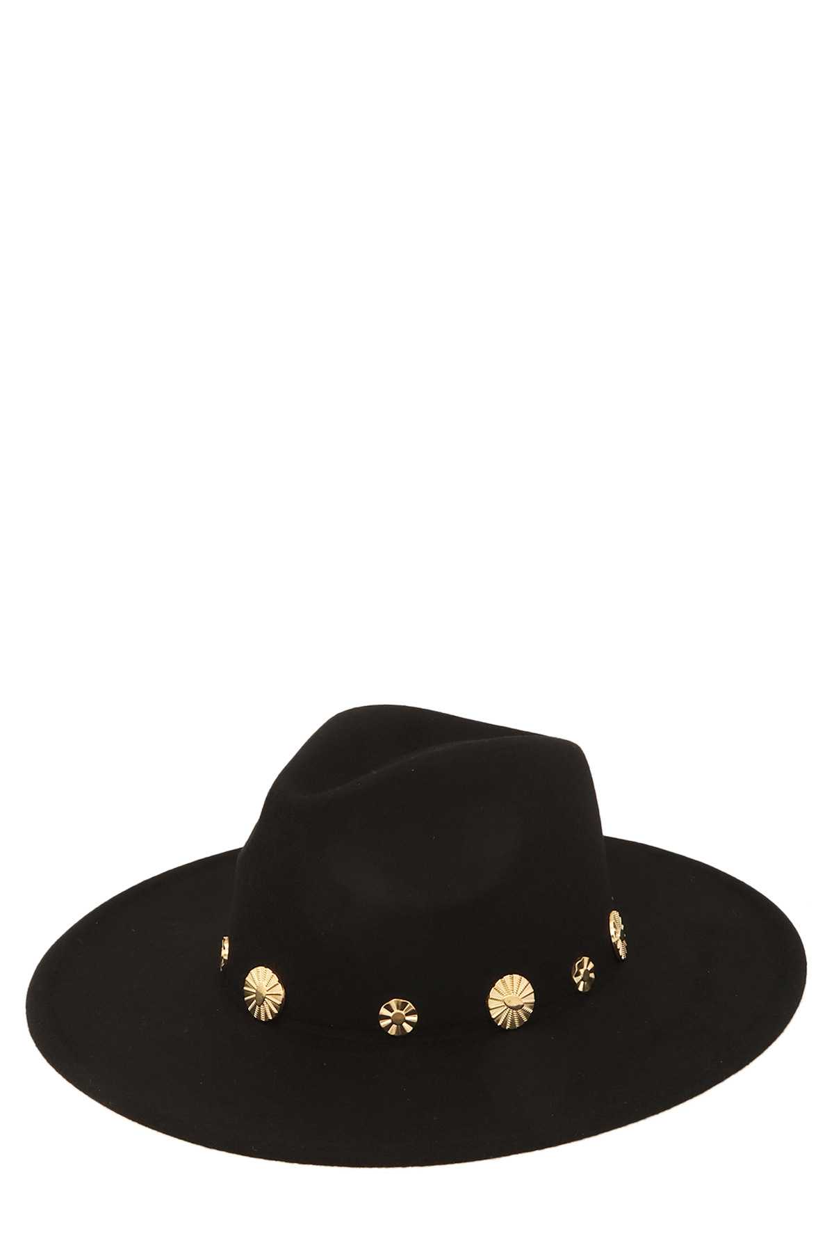 Metal Circle Accent Fedora Hat