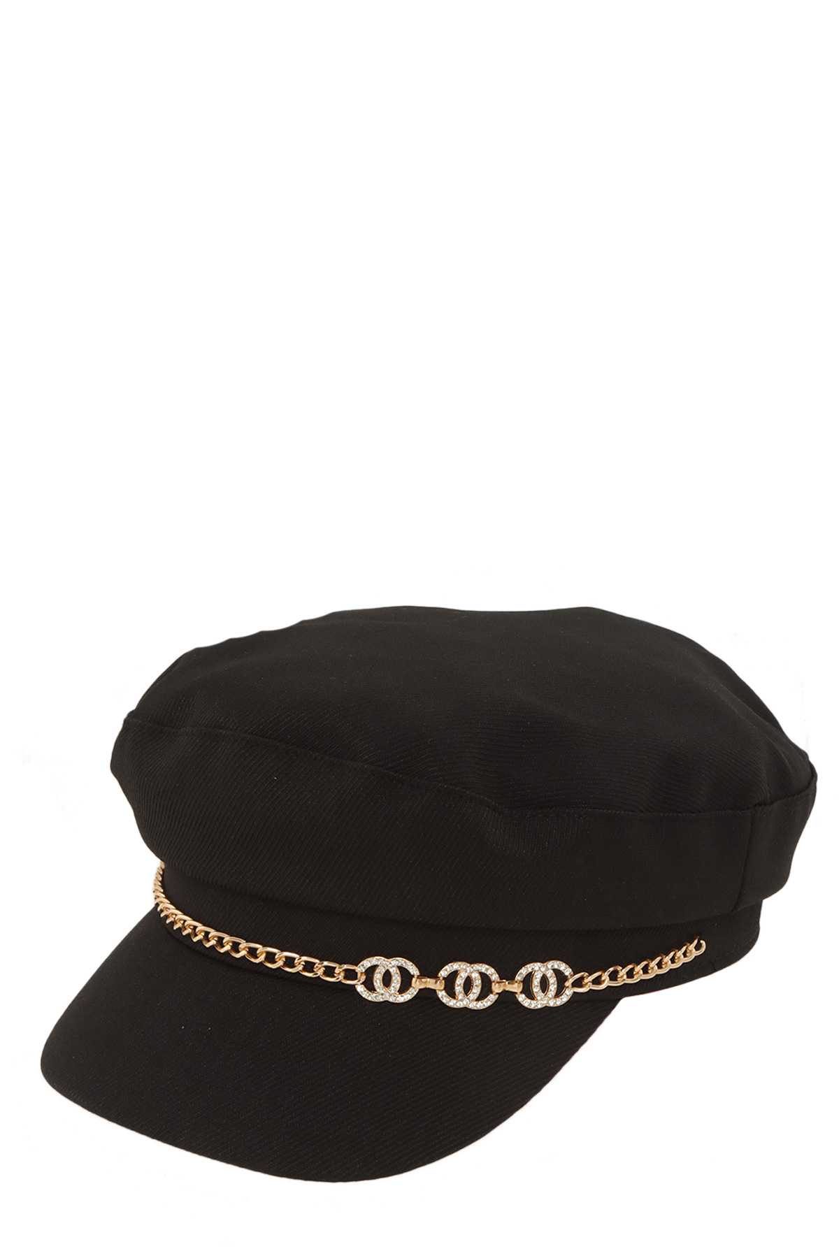 Newsboy Beret Cap with Rhinestone Double Circle Accent