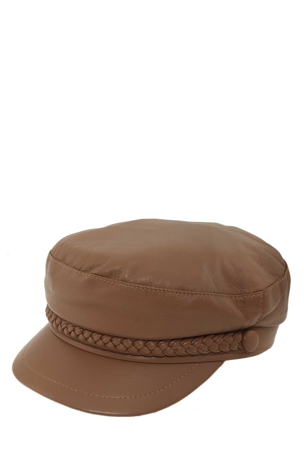 Leather Newsboy Beret Cap with Visor