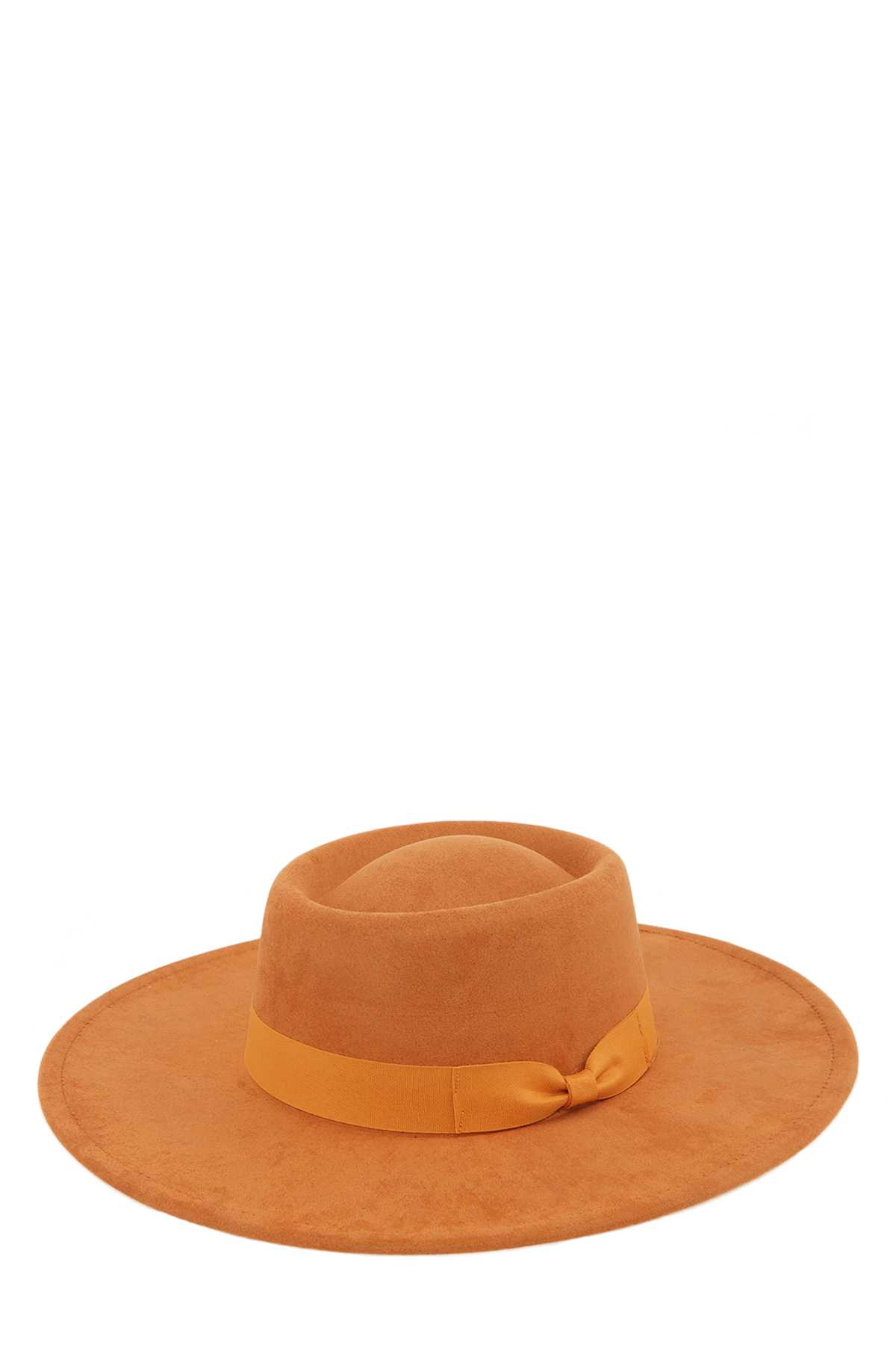 Solid Wide Brim Fedora Hat with Ribbon