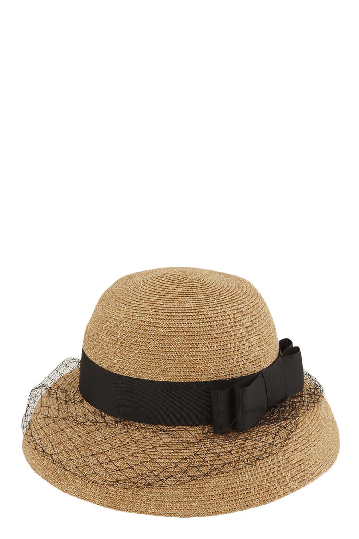 Fishnet with Bow Accent Straw Hat