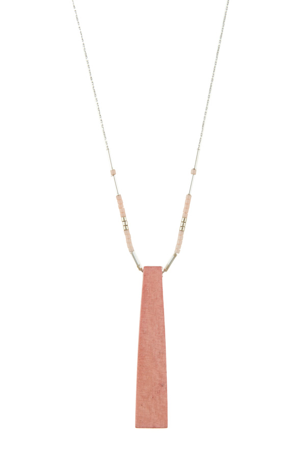 Trapezoid wooden pendant necklace