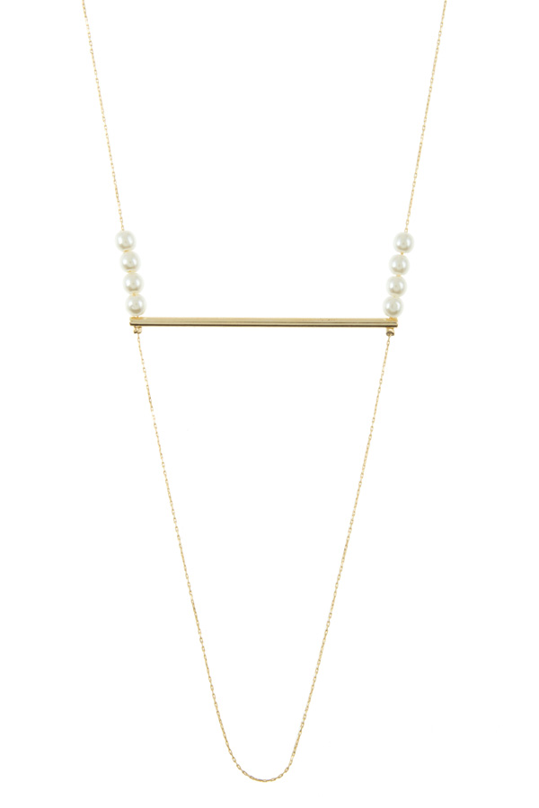 4 n' 4 pearl under bar chain necklace
