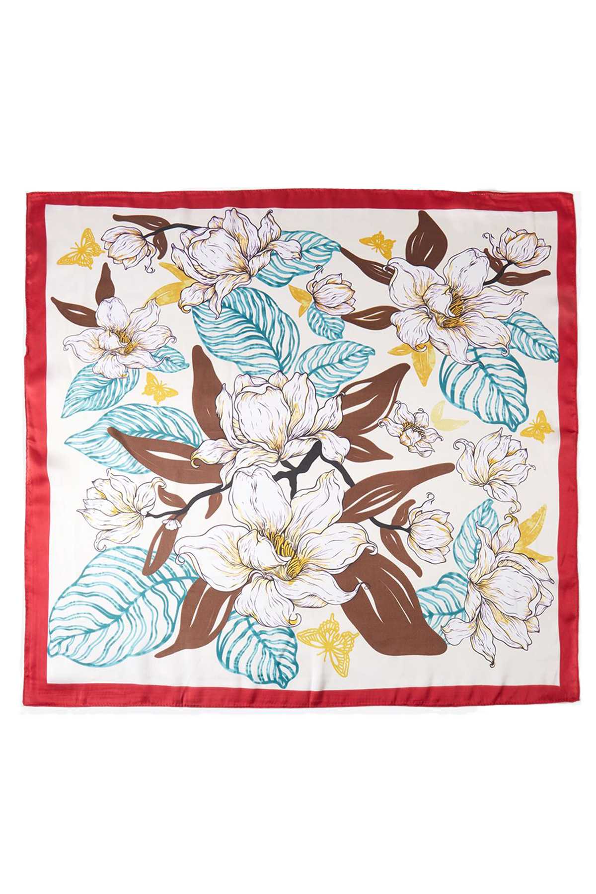 Flower With Butterfly Print Scarf