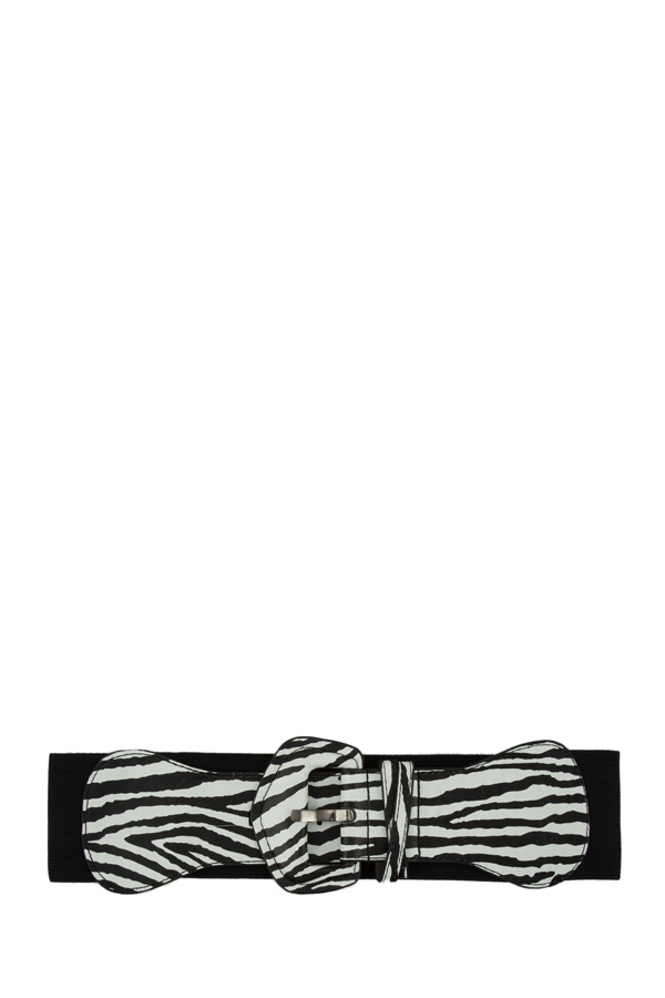 Zebra Stripe Big Buckle Bow Belt