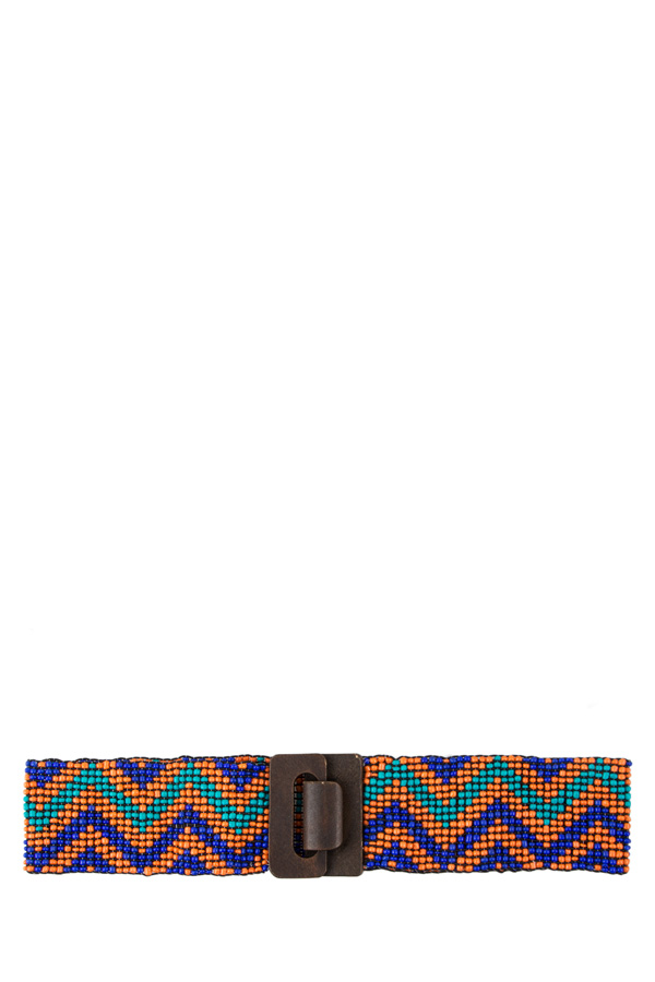 Beaded with wooden buckle belt