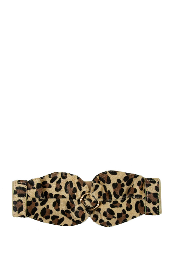 Leopard Print Faux Fur with Ring Elastic Belt