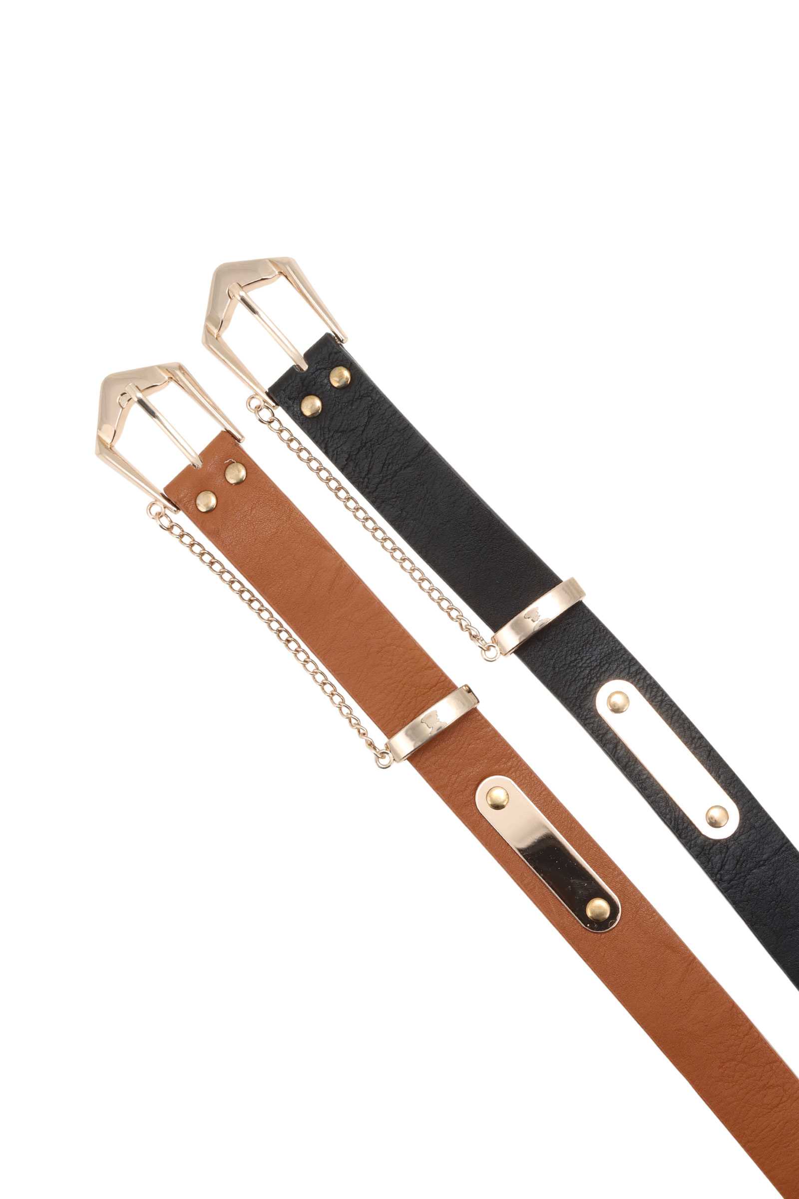 Modern Buckle Belt with Chain Drape